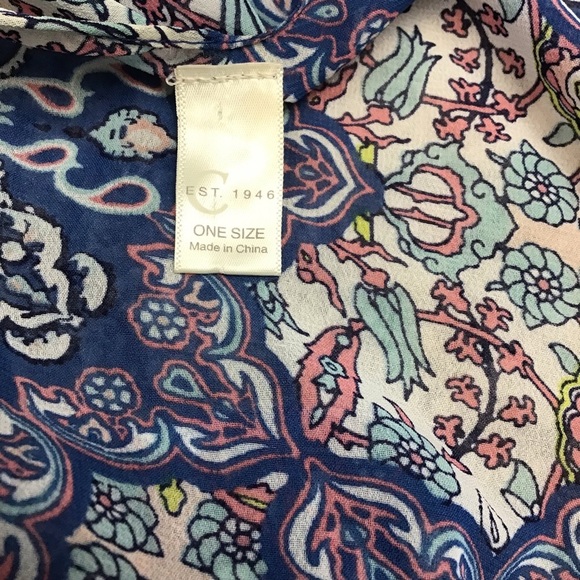 NWOT Est. 1946 Blue Chiffon Short Sleeve Sheer Swimsuit Coverup Kimono One Size - Picture 7 of 8